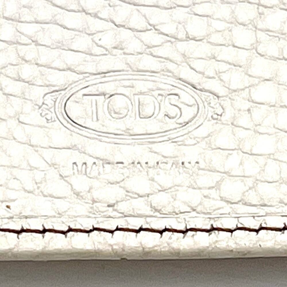 TOD'S vintage wallet white leather snap closure credit cards slots & pockets - Picture 4 of 11